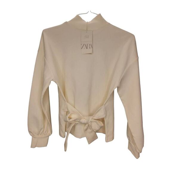 ZARA Join Life Cream Tie Back Top Women's Size M NWT - Picture 2 of 8
